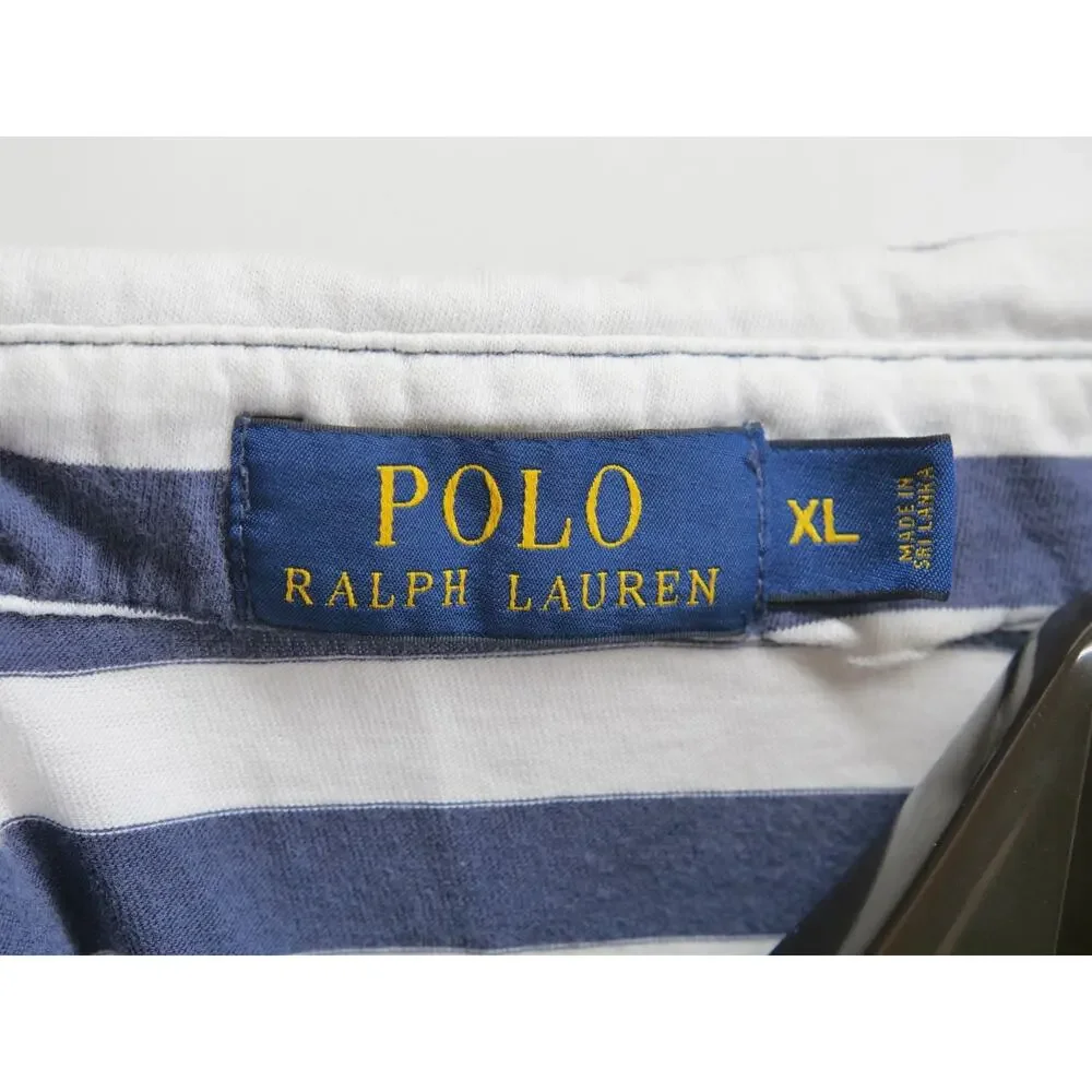 Ralph Lauren Mens XL Blue White Short Sleeve Polo 100% Cotton